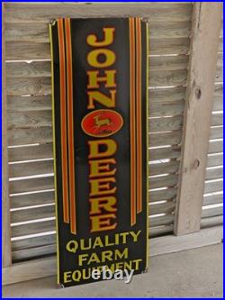 Giant Vintage John Deere Porcelain Sign Quality Farm Tractor Equipment 48 X 18