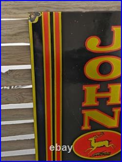 Giant Vintage John Deere Porcelain Sign Quality Farm Tractor Equipment 48 X 18