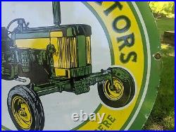 Giant Vintage John Deere Tractors Porcelain Farm Equipment Sign 30