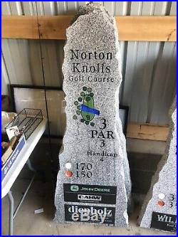 Golf Course Hole Marker Monument Solid Granite John Deere Advertising Sign Heavy