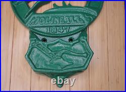 Green John Deere Moline ILL. Cast Iron Wall Pocket Letter Mail Holder Vintage LS