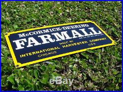 HEAVY ENAMELED PORCELAIN SIGN McCORMICK DEERING FARMALL INTERNATIONAL HARVESTER