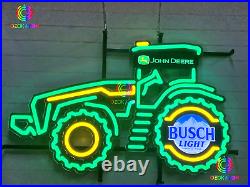 HOT John Deere Farmer Tractor Busch Light LED Neon Sign Light Lamp With Dimmer
