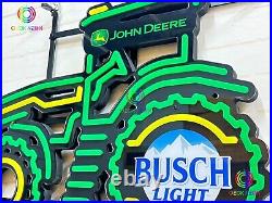 HOT John Deere Farmer Tractor Busch Light LED Neon Sign Light Lamp With Dimmer