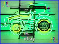 HOT New John Deere Farmer Tractor Busch Light Real Glass Neon Sign Light Lamp