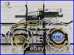 HOT New John Deere Farmer Tractor Busch Light Real Glass Neon Sign Light Lamp