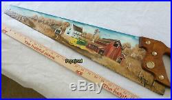 Hand Painted And Signed Old Farm John Deere Art On Superior 26 Hand Wood Saw