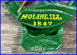 Heavy Cast Iron John Deere Moline IL 1847 Wall Pocket Letter Holder Sign Green