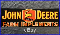 Htf Large 42vintage John Deere Farm Implement Porcelain Metal Tractor Sign Mint