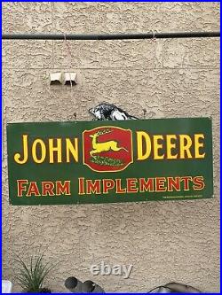 Huge 60 X 24 John Deere Farm Equip. Porcelain Gas & Oil Garage Shop