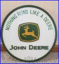 Huge Vintage John Deere 3D wooden wood sign plaque! Mint 18