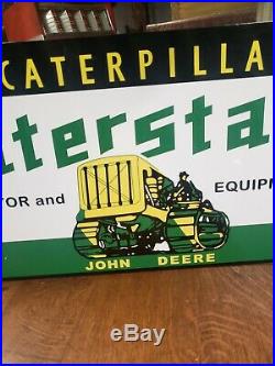 Interstate John Deere Caterpillar Sign Barn Gas Oil Seed Feed IH Dealer 24x12