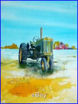 JOHN DEERE 1, collectible fine tractor watercolor, signed one-of-a-kind Helvey