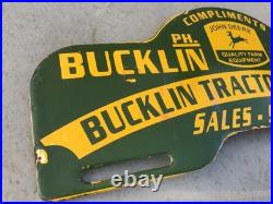 JOHN DEERE BUCKLIN TRACTOR SALES SVC License Plate Topper Metal Advertising Sign