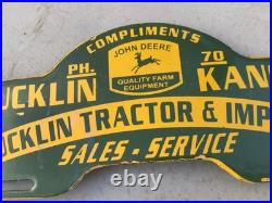 JOHN DEERE BUCKLIN TRACTOR SALES SVC License Plate Topper Metal Advertising Sign