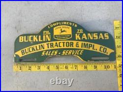 JOHN DEERE BUCKLIN TRACTOR SALES SVC License Plate Topper Metal Advertising Sign