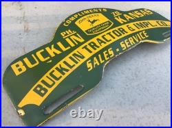 JOHN DEERE BUCKLIN TRACTOR SALES SVC License Plate Topper Metal Advertising Sign