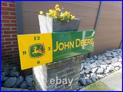 JOHN DEERE Dealer / Showroom / Farm / Garage Porcelain Enamel Sign with Clock