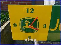 JOHN DEERE Dealer / Showroom / Farm / Garage Porcelain Enamel Sign with Clock