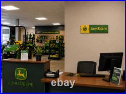 JOHN DEERE Dealership Farm Garage Porcelain Enamel Advertising Clock Sign Plaque