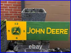 JOHN DEERE Dealership Farm Garage Porcelain Enamel Advertising Clock Sign Plaque