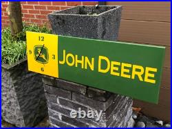 JOHN DEERE Dealership Farm Garage Porcelain Enamel Advertising Clock Sign Plaque