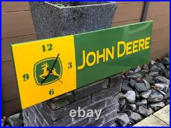 JOHN DEERE Dealership Farm Garage Porcelain Enamel Advertising Clock Sign Plaque