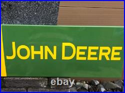 JOHN DEERE Dealership Farm Garage Porcelain Enamel Advertising Clock Sign Plaque