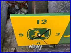 JOHN DEERE Dealership Farm Garage Porcelain Enamel Advertising Clock Sign Plaque