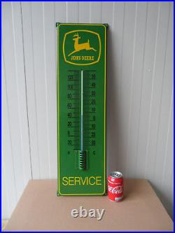 JOHN DEERE Dealership / Showroom / Garage Porcelain Enamel Sign with Thermometer