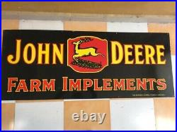 JOHN DEERE FARM IMPLEMENTS 60x24 SINGLE SIDED PORCELAIN ENAMEL SIGN