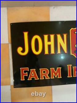 JOHN DEERE FARM IMPLEMENTS 60x24 SINGLE SIDED PORCELAIN ENAMEL SIGN
