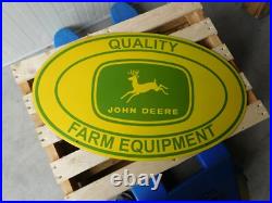 JOHN DEERE Farm Equipment Dealer Porcelain Enamel Advertising Sign Vintage Style