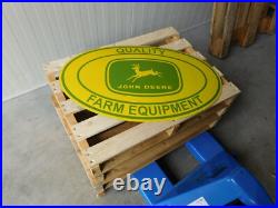JOHN DEERE Farm Equipment Dealer Porcelain Enamel Advertising Sign Vintage Style