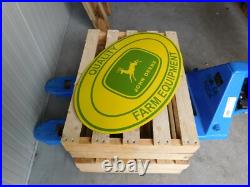 JOHN DEERE Farm Equipment Dealer Porcelain Enamel Advertising Sign Vintage Style