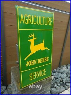 JOHN DEERE Farmers & Agriculture Service Dealer Porcelain Enamel Sign / Shield