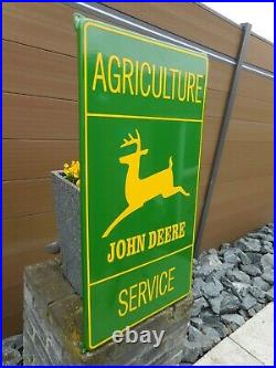 JOHN DEERE Farmers & Agriculture Service Dealer Porcelain Enamel Sign / Shield