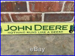 JOHN DEERE HEAVY PORCELAIN DOOR PUSH ADVERTISING SIGN (32x 3) NICE CONDITION