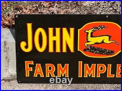 JOHN DEERE LARGE PORCELAIN DEALER SIGN, (36x 15) EXCELLENT COND