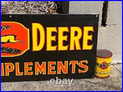 JOHN DEERE LARGE PORCELAIN DEALER SIGN, (36x 15) EXCELLENT COND