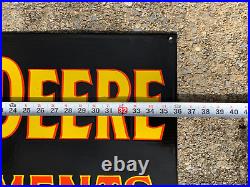 JOHN DEERE LARGE PORCELAIN DEALER SIGN, (36x 15) EXCELLENT COND