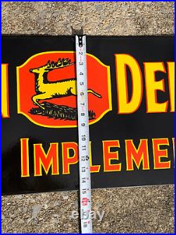 JOHN DEERE LARGE PORCELAIN DEALER SIGN, (36x 15) EXCELLENT COND