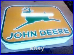 JOHN DEERE LED ILLUMINATED SIGN SERVICE TRACTOR SIGNS mancave garage LAWNMOWER