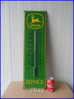 JOHN DEERE Porcelain Enamel advertising Sign with Thermometer 29.5 x 8.5 Inch