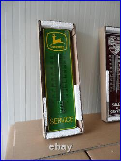JOHN DEERE Porcelain Enamel advertising Sign with Thermometer 29.5 x 8.5 Inch