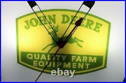 JOHN DEERE QUALITY FARM EQUIPMENT Tractor 15 Lighted Pam Clock Gas Oil Sign