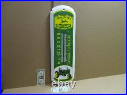JOHN DEERE Quality Farm Equipment BIG THERMOMETER SIGN Shows Early Tractor