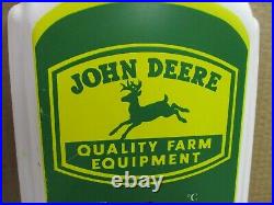 JOHN DEERE Quality Farm Equipment BIG THERMOMETER SIGN Shows Early Tractor