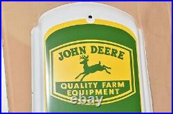 JOHN DEERE Quality Farm Equipment HUGE THERMOMETER SIGN Shows Early Tractor