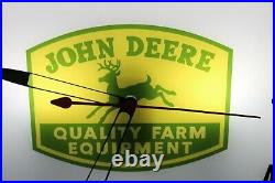 JOHN DEERE Quality Farm Equipment Tractor 15 Lighted Pam Clock Gas Oil Sign